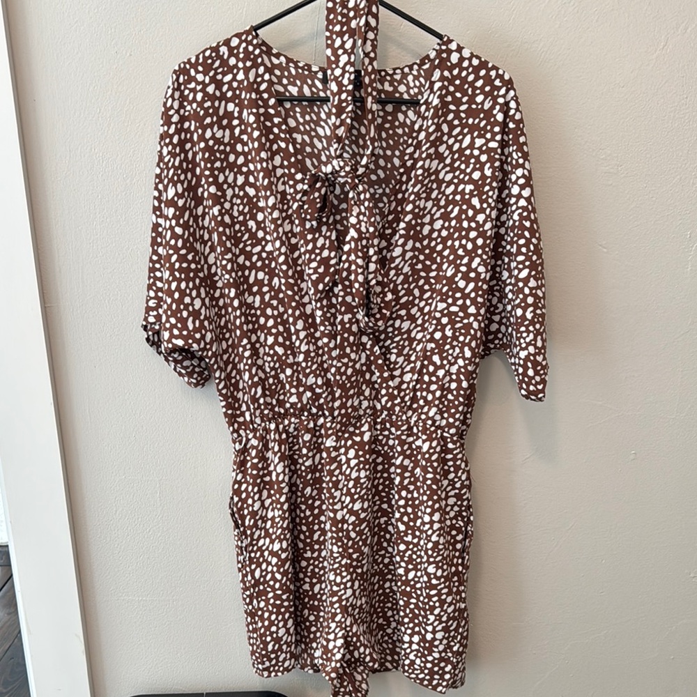 Brown and White Polka Dot Jumpsuit
